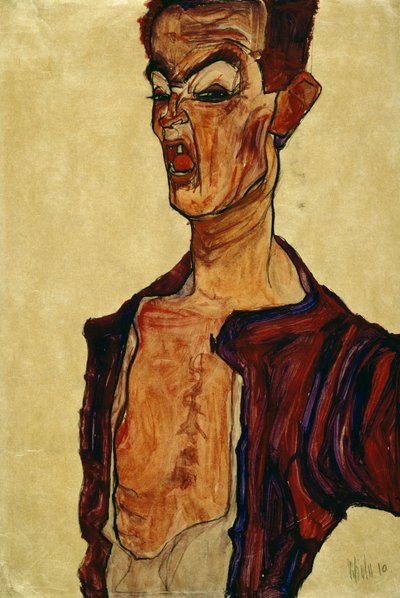 Self Portrait Screaming by Egon Schiele